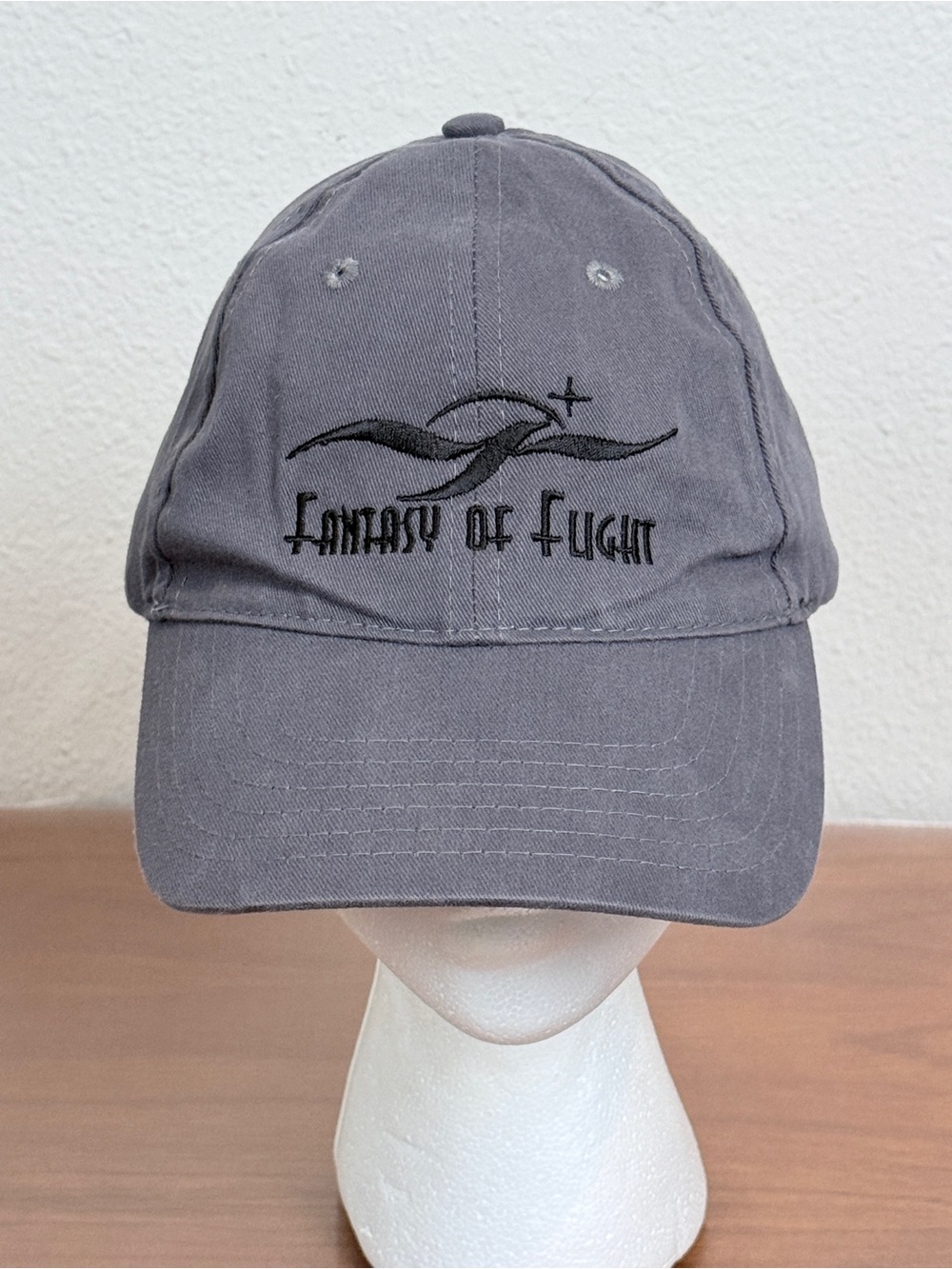 Fantasy of Flight Aviation Embroidered Grey Baseball Dad Cap